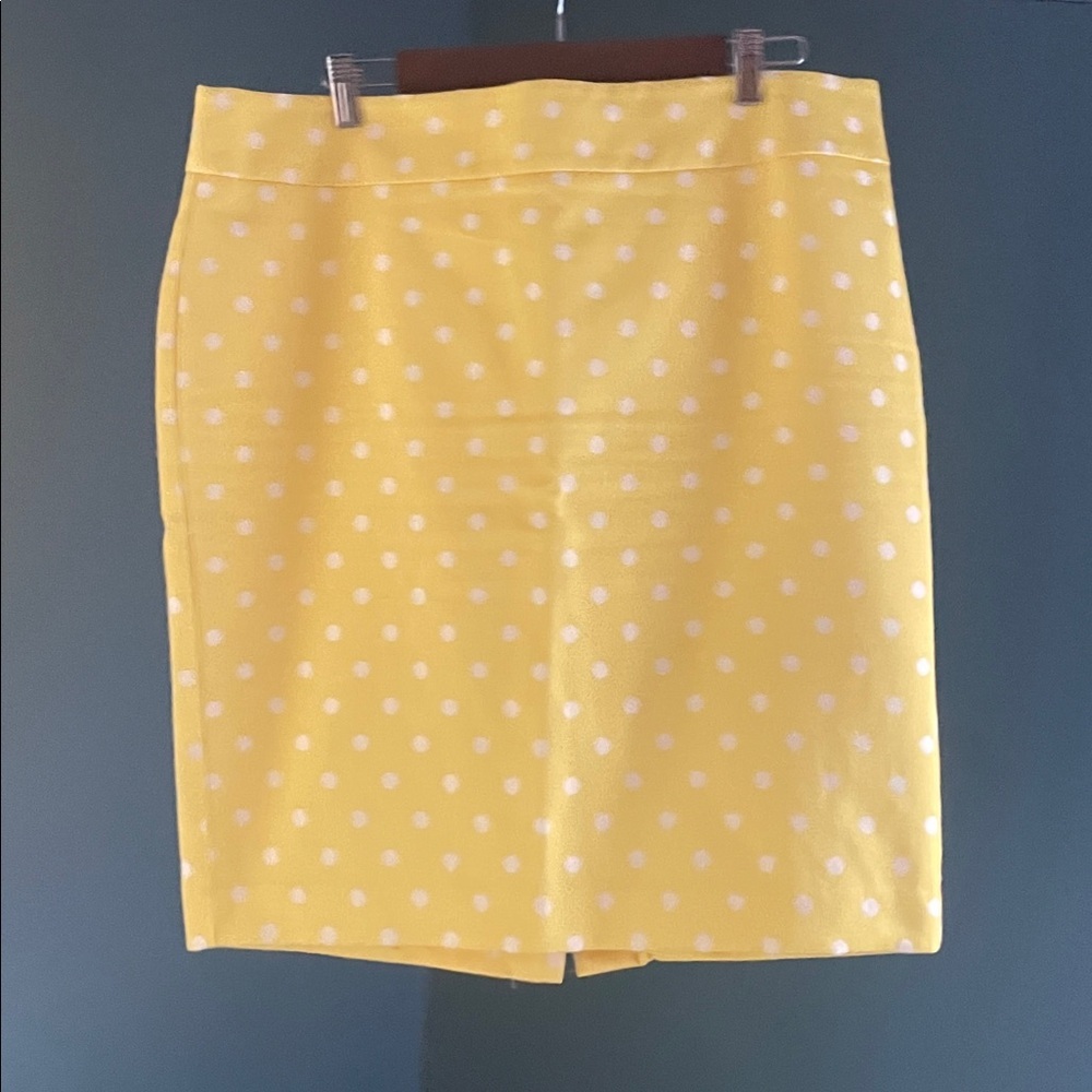 Ann Taylor Yellow Polka Dot Pencil Skirt